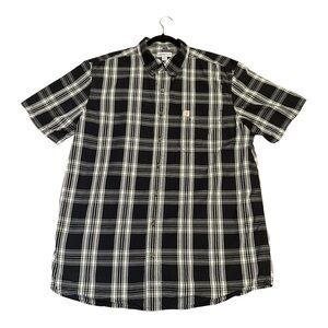 Carhartt Men’s Black and White Plaid Short Sleeve Button Down Shirt Size XL‎